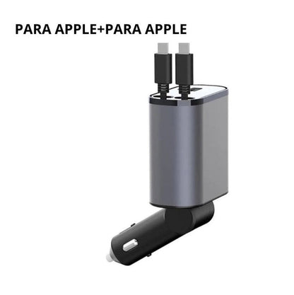 CARGADOR RAPIDO PARA AUTO RETRACTIL PARA IPHONE Y TIPO C